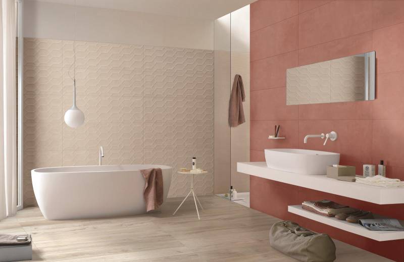 Faience salle de bains terracotta et beige FA-RA01